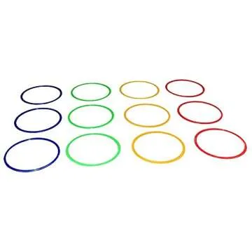 AMBER Fight Gear Speed Agility Circles for Trainers, Gyms, Athletics, 4 Assorted Colors, Red, Yellow, Blue, and Green(Set of 12) 18 inch