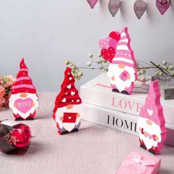 Enchanting Wooden Valentine's Gnome Decor for Everyone