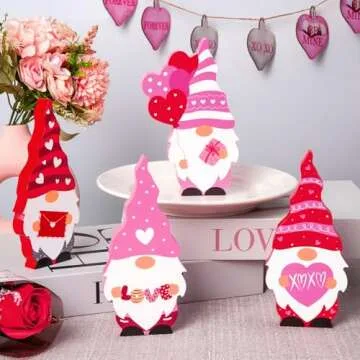 Enchanting Wooden Valentine's Gnome Decor for Everyone