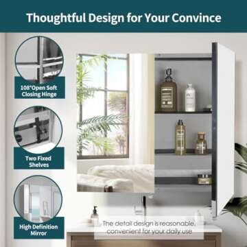 Movo Frameless Wall-Mounted Medicine Cabinet 30x26