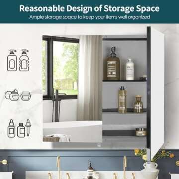 Movo Frameless Wall-Mounted Medicine Cabinet 30x26
