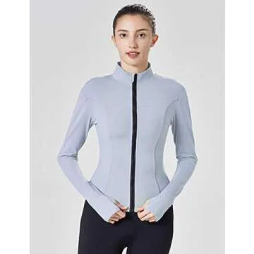 Locachy Slim Fit Full Zip Workout Jacket for Women