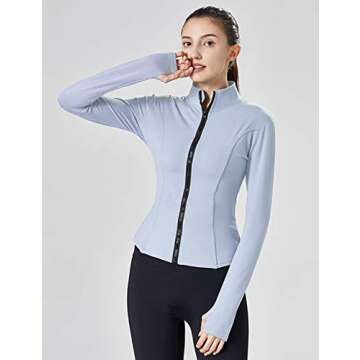 Locachy Slim Fit Full Zip Workout Jacket for Women