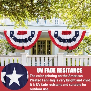 American Pleated Fan Flag - 3x6 Ft Patriotic Bunting Decor