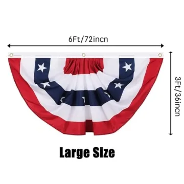 American Pleated Fan Flag - 3x6 Ft Patriotic Bunting Decor