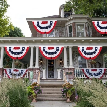 American Pleated Fan Flag - 3x6 Ft Patriotic Bunting Decor