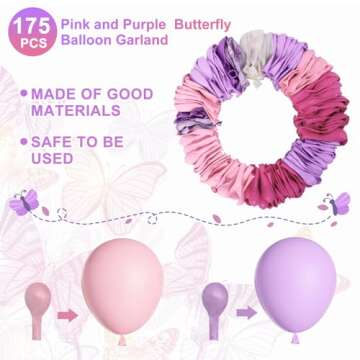 Amandir 175Pcs Pink and Purple Balloon Garland Arch Kit Butterfly Baby Shower Decorations for Girl, ...