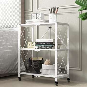 SogeHome Foldable 3-Tier Storage Shelf with Wheels