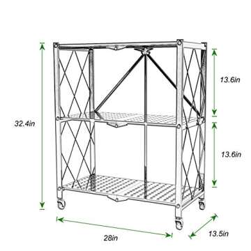 SogeHome Foldable 3-Tier Storage Shelf with Wheels