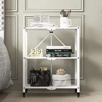 SogeHome Foldable 3-Tier Storage Shelf with Wheels