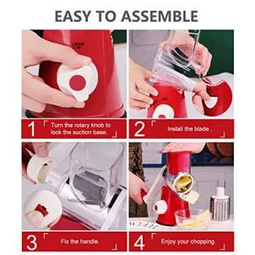 Ancevsk Rotary Cheese Grater Manual Shredder with 3 Blades