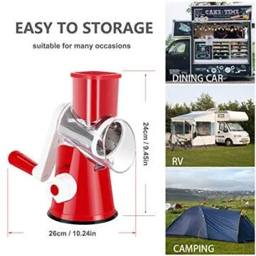 Ancevsk Rotary Cheese Grater Manual Shredder with 3 Blades