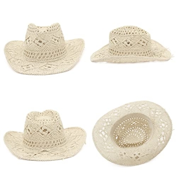 EOZY Summer Cowboy Cowgirl Straw Hat with UPF 50+ Protection