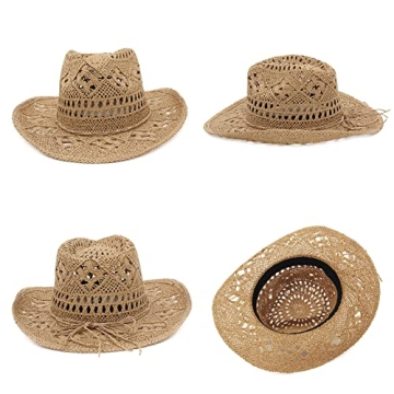 EOZY Summer Cowboy Cowgirl Straw Hat with UPF 50+ Protection