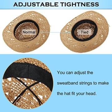 EOZY Summer Cowboy Cowgirl Straw Hat with UPF 50+ Protection