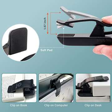 Dual Heads Rechargeable Book-Light for Reading at Night in Bed, Warm/White Reading Light with Clamp, 180° Adjustable Mini Clip on Light, Lightweight Eye Care Book Light Perfect for Readers & Kids