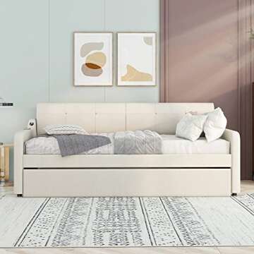 Bellemave Twin Daybed with Pop-up Trundle & USB Ports