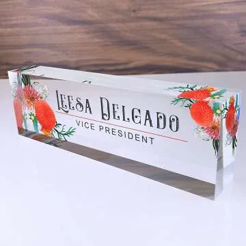 Custom Acrylic Name Plate with Autumn Flowers