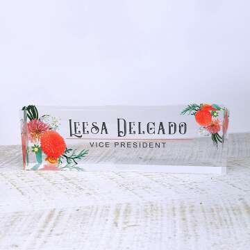 Custom Acrylic Name Plate with Autumn Flowers