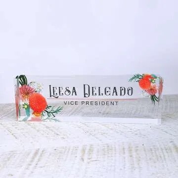 Custom Acrylic Name Plate with Autumn Flowers