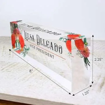 Custom Acrylic Name Plate with Autumn Flowers