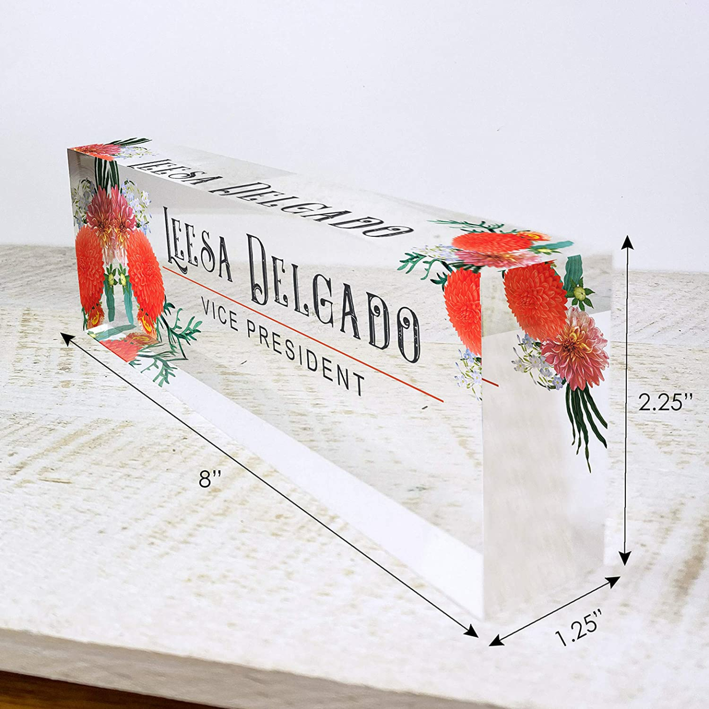 Custom Acrylic Name Plate with Autumn Flowers