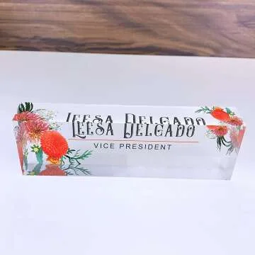 Custom Acrylic Name Plate with Autumn Flowers