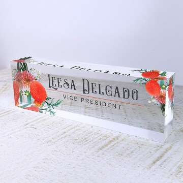 Custom Acrylic Name Plate with Autumn Flowers