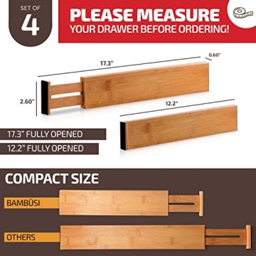 Adjustable Bamboo Drawer Dividers & Corner Shelf Organizer