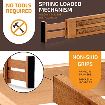 Adjustable Bamboo Drawer Dividers & Corner Shelf Organizer