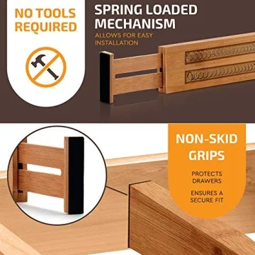 Adjustable Bamboo Drawer Dividers & Corner Shelf Organizer