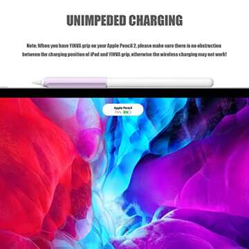 YINVA 4 PCS Ergonomic Grip Holder Compatible with Apple Pencil 2nd Generation, Premium Silicone Case Cover Sleeve Accessories Compatible with iPad Pencil 2 Gen (Pink, Purple,Green,White)