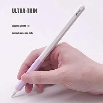 YINVA 4 PCS Ergonomic Grip Holder Compatible with Apple Pencil 2nd Generation, Premium Silicone Case Cover Sleeve Accessories Compatible with iPad Pencil 2 Gen (Pink, Purple,Green,White)