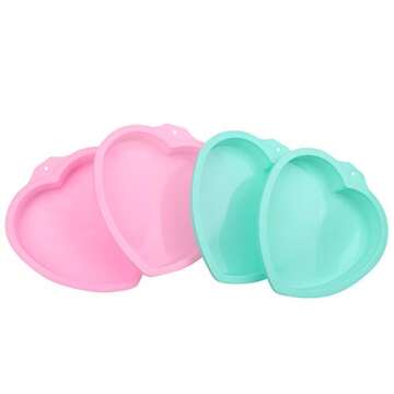 COOKNBAKE Heart Silicone Baking Mould Set for Cakes and Pizzas