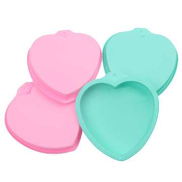 COOKNBAKE Heart Silicone Baking Mould Set for Cakes and Pizzas