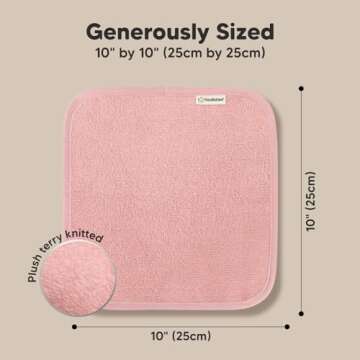 6-Pack Baby Washcloths - Soft Viscose from Bamboo Washcloth, Baby Wash Cloths for Newborn, Kids, Bath Baby Towels, Face Towel, Face Cloths for Washing Face (Rosy)
