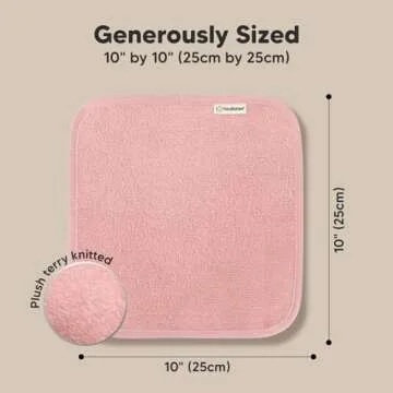 6-Pack Baby Washcloths - Soft Viscose from Bamboo Washcloth, Baby Wash Cloths for Newborn, Kids, Bath Baby Towels, Face Towel, Face Cloths for Washing Face (Rosy)