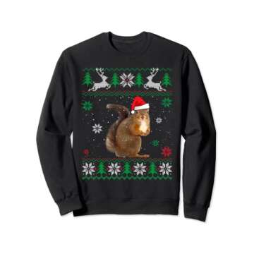 Ugly Sweater Christmas Squirrel Lover Santa Hat Animals Sweatshirt