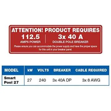 EcoSmart SMART POOL 27 Electric Tankless Pool Heater, 27kW, 240 Volt, 112.5 Amps with Self Modulating Technology