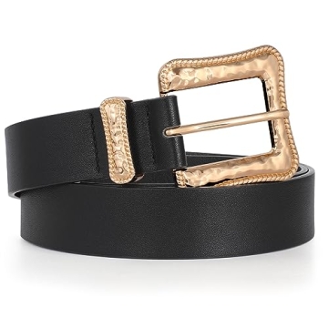 JASGOOD Plus Size Women's Leather Belt with Gold Buckle for Fashion