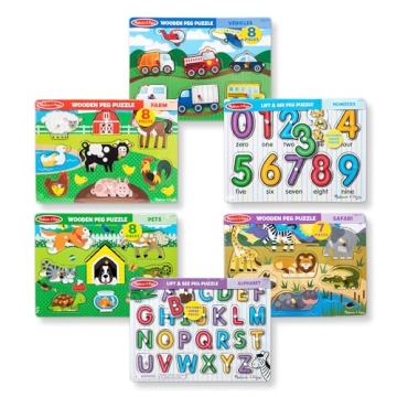 Melissa & Doug Wooden Peg Puzzle Set for Kids 2-5