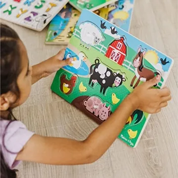 Melissa & Doug Wooden Peg Puzzle Set for Kids 2-5