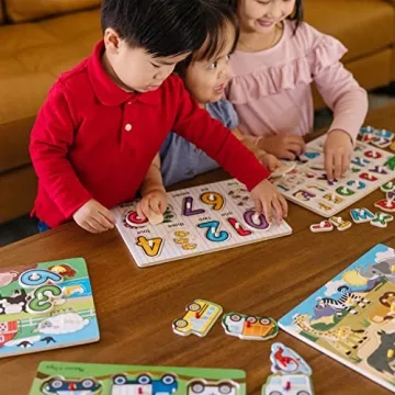 Melissa & Doug Wooden Peg Puzzle Set for Kids 2-5