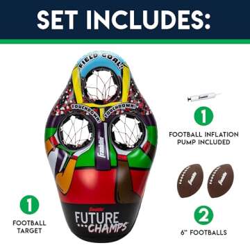 Franklin Sports Kids Football Target Toss Game - Inflatable Football Throwing Target Toy with Soft M...