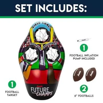 Franklin Sports Kids Football Target Toss Game - Inflatable Football Throwing Target Toy with Soft M...