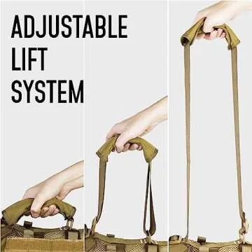 DNALLRINO Service Dog Harness for Large Dog, Military Mesh Breathable Dog Lift Harness with Molle Vest, Tactical Dog Harness with 39g Metal Buckle for Training Hiking Walking