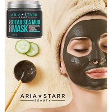 Aria Starr Dead Sea Mud Mask For Face, Acne, Oily Skin & Blackheads - Facial Pore Minimizer, Reducer & Pores Cleanser Treatment - Natural For Younger Looking Skin