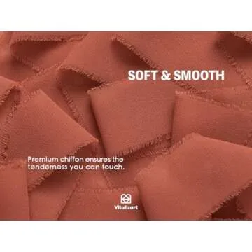 Vitalizart Rust Red Handmade Chiffon Silk Ribbon Fringe 3 Rolls 1.5" x 21 Yd Frayed Edges Ribbons for Wedding Invitations Bridal Bouquets Gifts Wrapping Crafts Holiday Decor