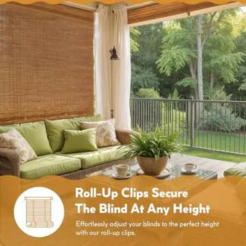 Radiance Cordless Bamboo Blinds - Waterproof Roller Shades for Porch, Patio & Interior Windows - Roll-up Bamboo Shades for Inside Mount - Indoor & Outdoor Privacy Screen, Cocoa, 72"W x 72"L - 3370772E