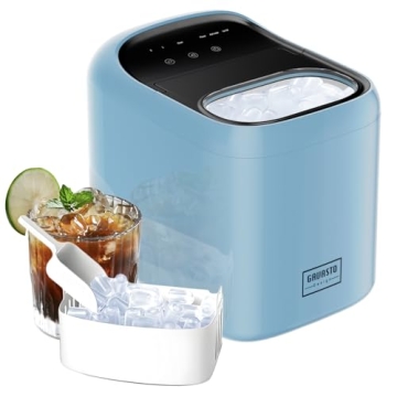 Ice Makers Countertop, 9 Cubes Ready in 6 Mins, High Capacity 33lbs/Day, One-Click Operation, Self-C...